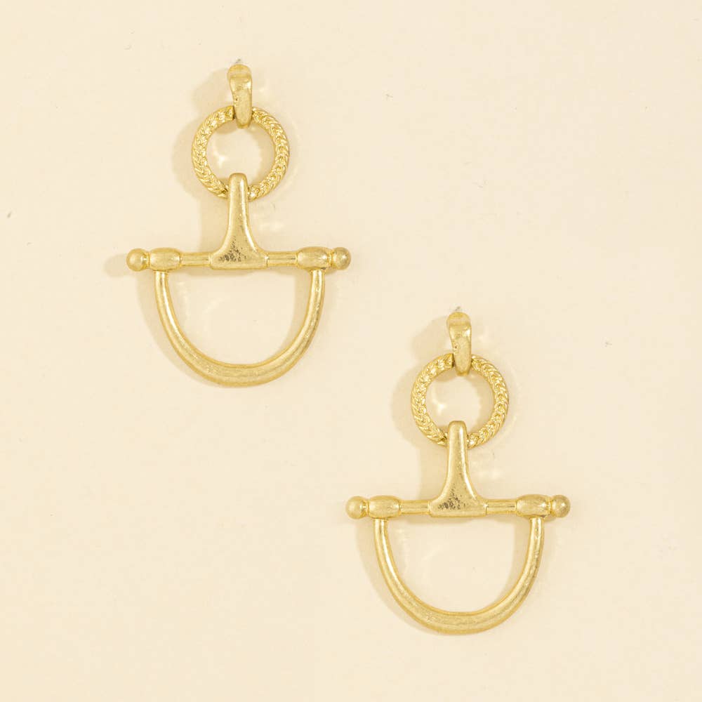 Equestrian Horsebit Stirrup Drop Earrings