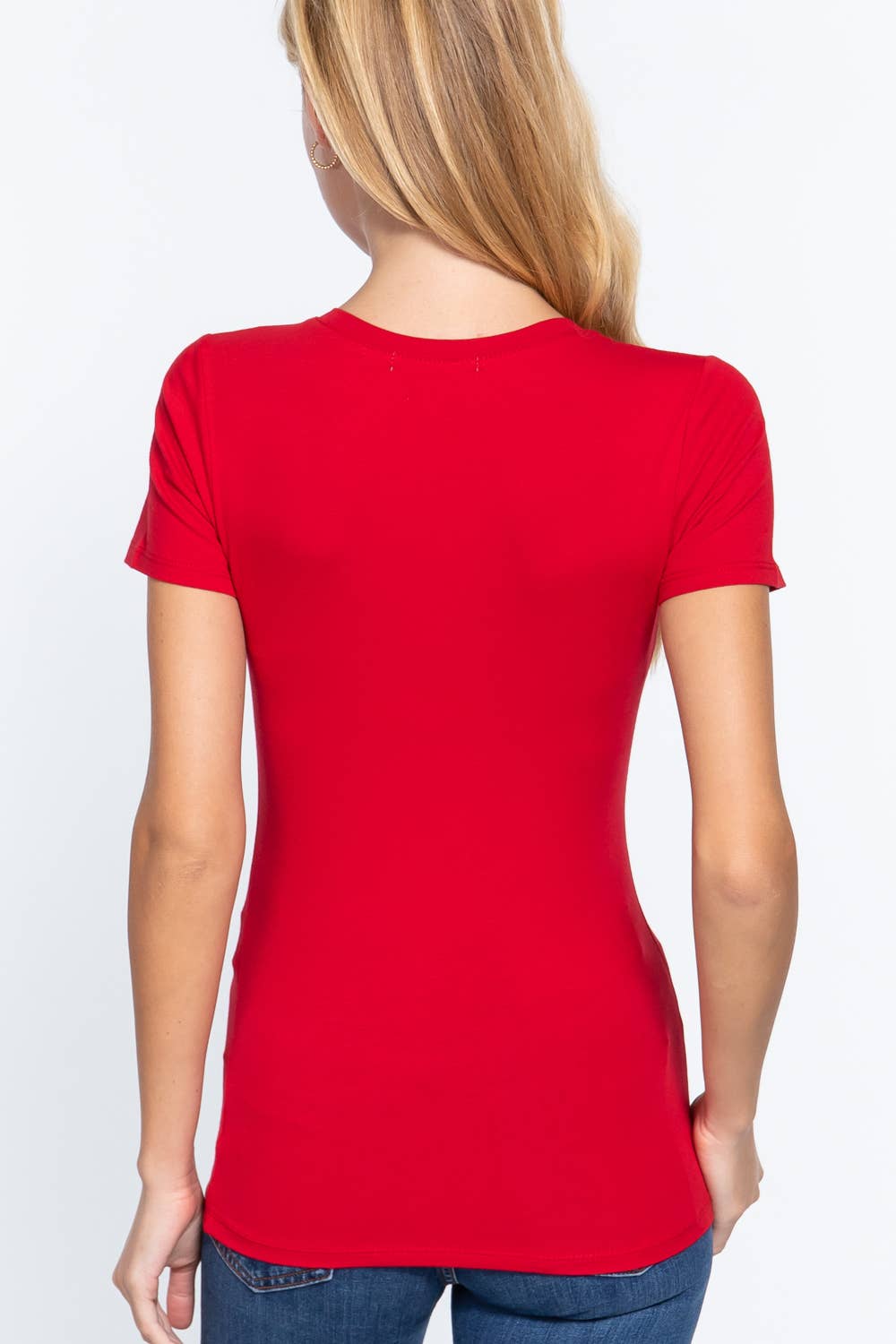 Short Sleeve Crew Neck Cotton Spandex Jersey Top