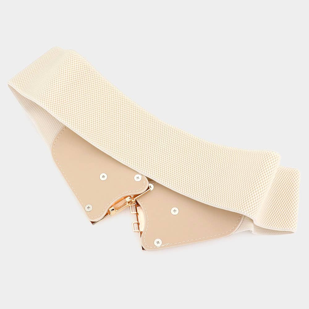 Double Half Open Circle Buckle Stretch Elastic Belt