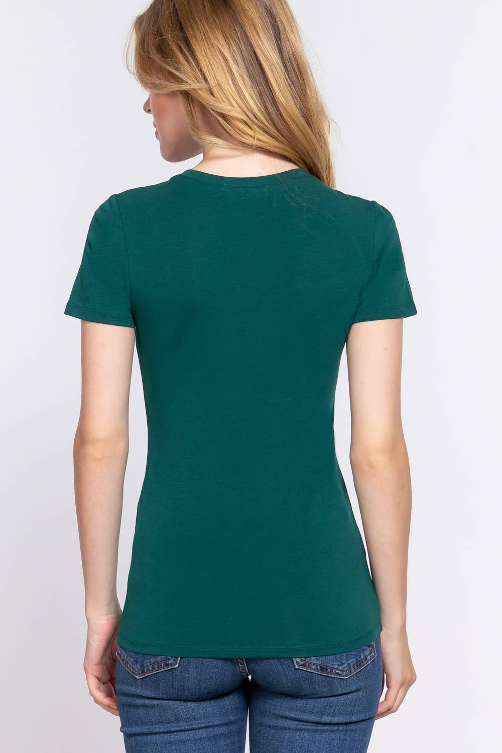 Short Sleeve Crew Neck Cotton Spandex Jersey Top