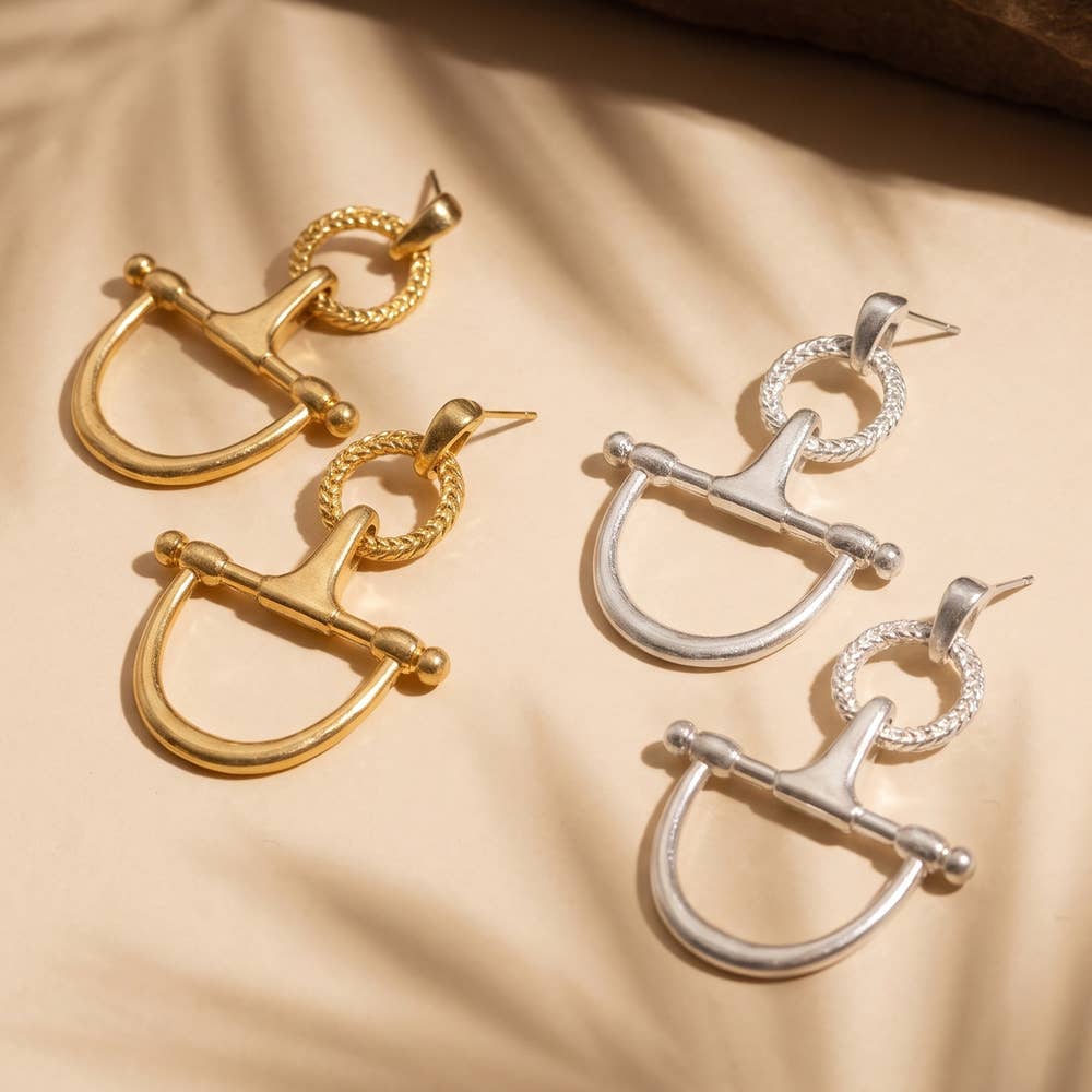 Equestrian Horsebit Stirrup Drop Earrings