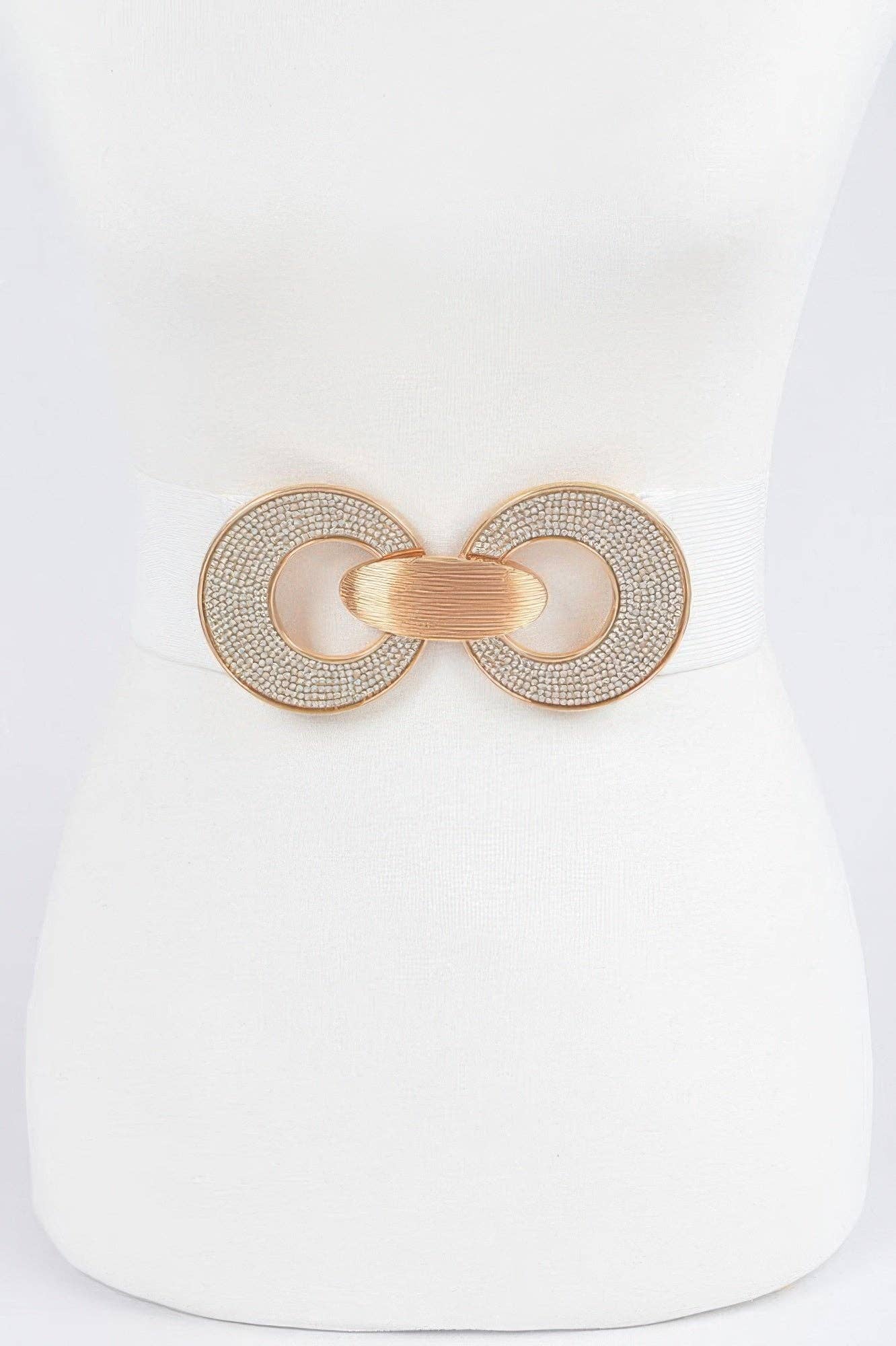 Rhinestone Two Buckle Elastic Belt