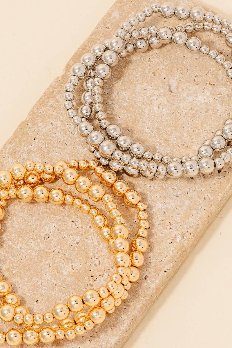 Simple Metallic Beaded Bracelet Set