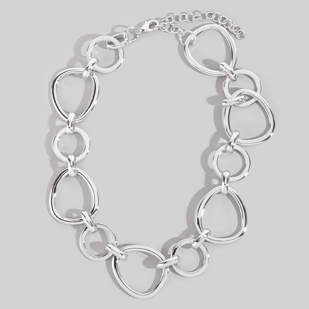 Mixed Large Hoop Chain Statement Necklace