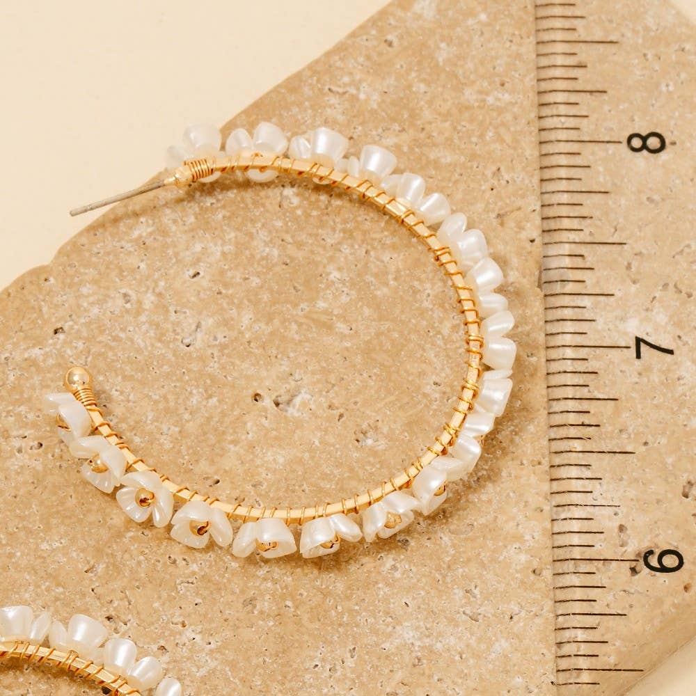 Iridescent Flowers Row Hoop Earrings
