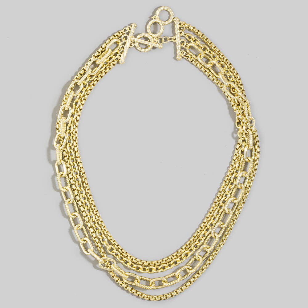 Layered Multi Strand Toggle Necklace